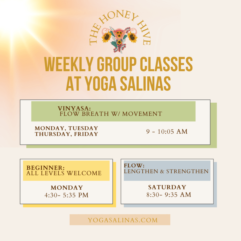 Join me each week for group yoga classes at Yoga&nbsp;Salinas.